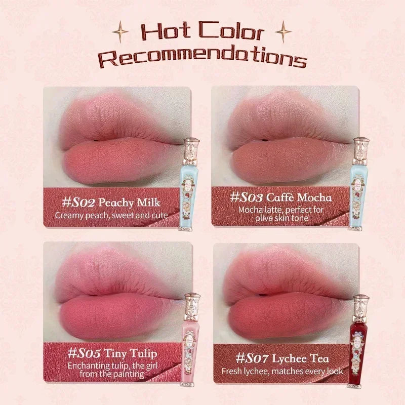 Flower Knows Strawberry Rococo Series Cloud Lip Cream Lip Gloss Long Lasting Velvet Lip Tint Lipstick for Women Cosmetic