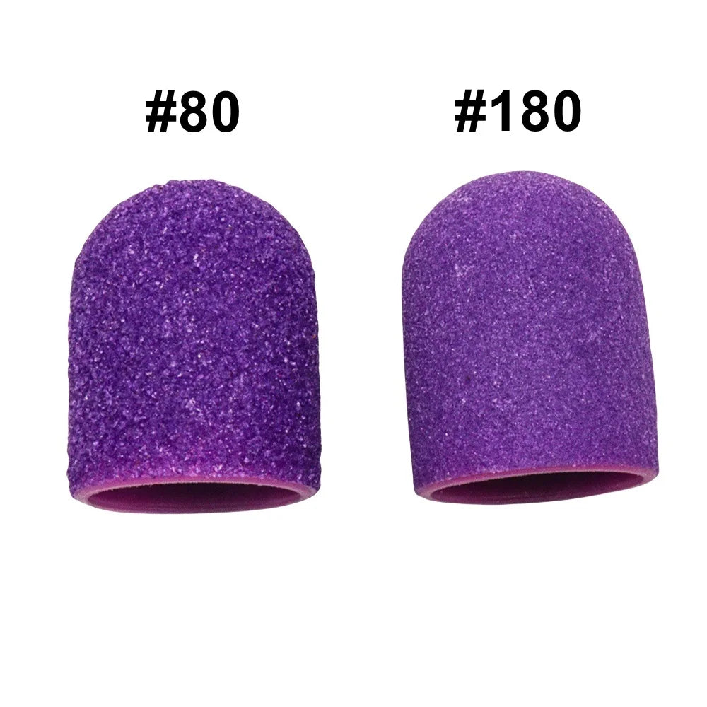10 Pcs Purple Nail Sanding Caps with Bit Nail Drill Bits For Foot File Callus Remover, Manicure Pedicure Nail Polisher #80 #120 by Aurora Glow Avenue