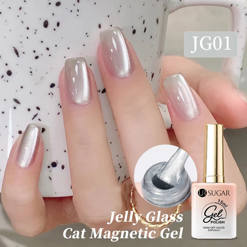 UR SUGAR 15ml Water Cat Magnetic Gel Nail Polish Ultra Glass Colorful Semi Permanent Soak Off UV Gel Nail Art Manicure Varnishes 60854-1