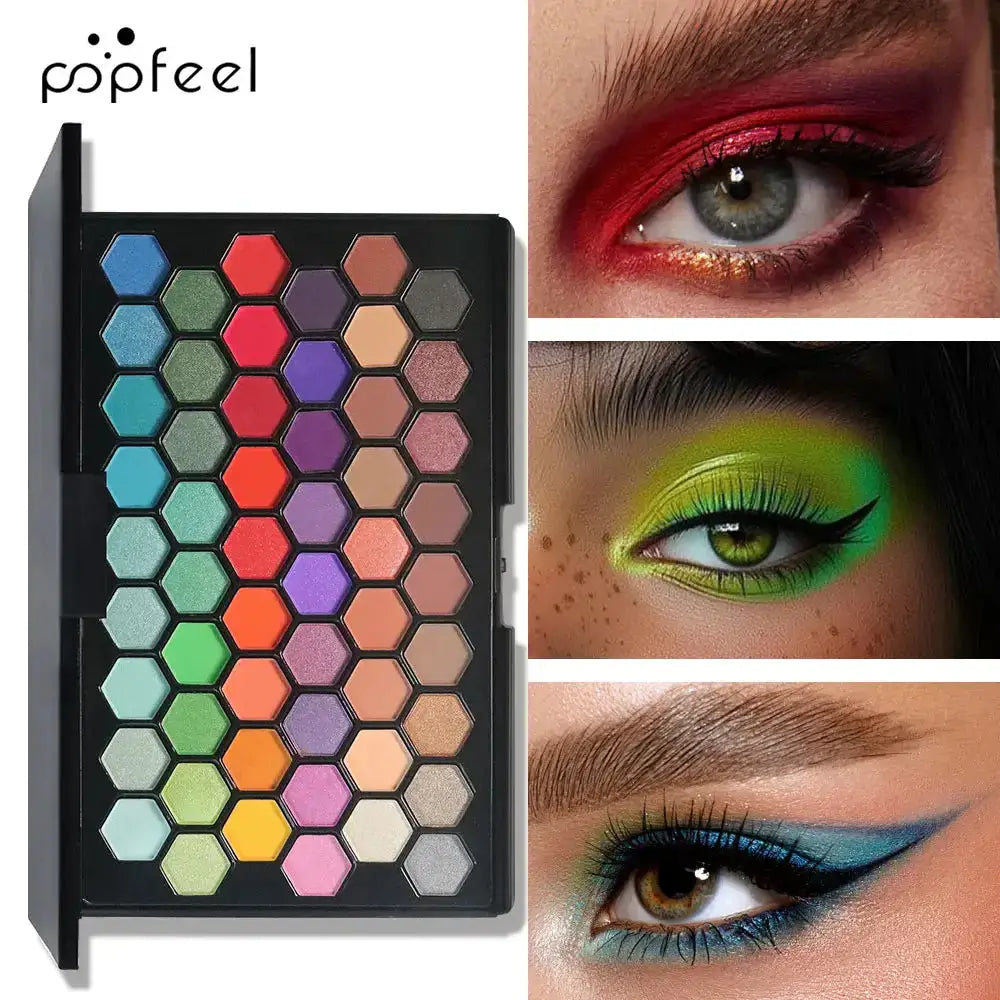 POPFEEL 54-Color Eyeshadow Palette - Versatile Earth Tones & Vibrant Rainbow Shades in One Compact - Create Endless Makeup Looks Aurora Glow Avenue