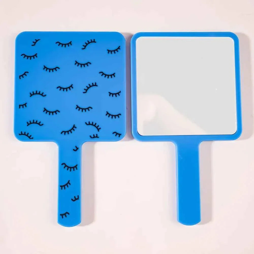 1 Pc Eyelash Extension Handheld Mirror With Lashes Painting Square 9x9cm Plastic High Definition Makeup Tools Salon Accessories Blule