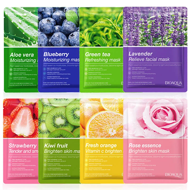 8pcs Natural Plant Face Mask Beauty Skincare Facial Masks Moisturizing Firming Hydrating Facial Mask Face Care Korean Cosmetics Aurora Glow Avenue