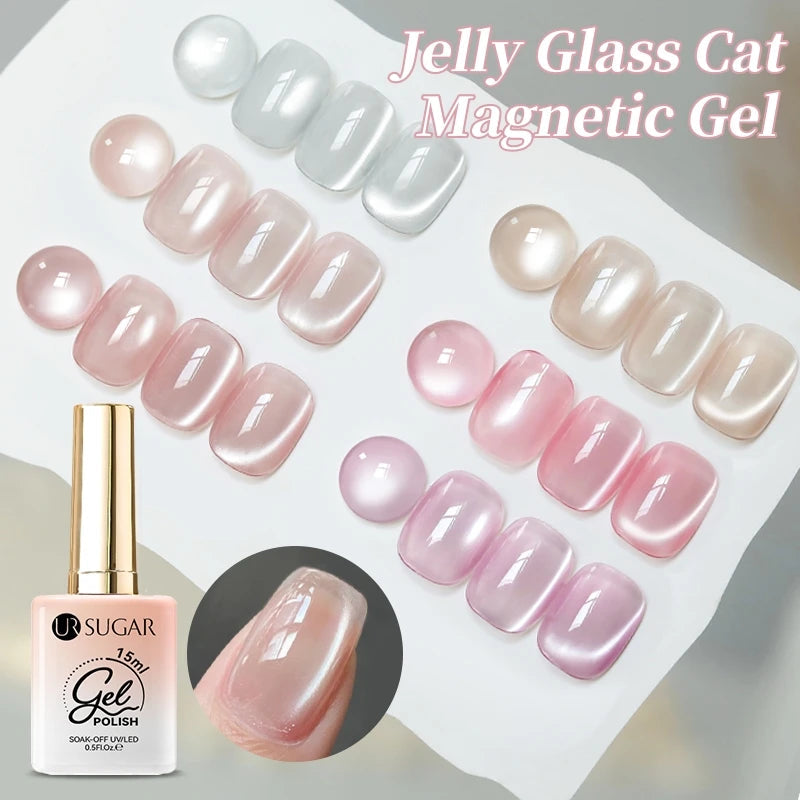 UR SUGAR 15ml Water Cat Magnetic Gel Nail Polish Ultra Glass Colorful Semi Permanent Soak Off UV Gel Nail Art Manicure Varnishes