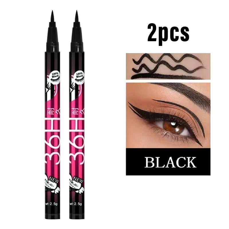 1/2/5pcs Smooth Liquid Eyeliner Pen Long-lasting Waterproof Non-smudged Black Eyeliner Pencils High Pigmented Punk Eye Makeup Aurora Glow Avenue