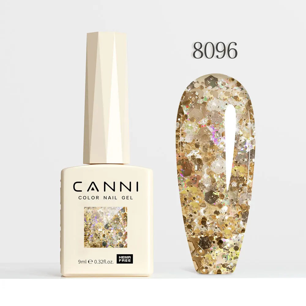 #8013 CANNI Nail Gel Polish Hema Free Super Glossy Glitter Cat Eye Gel Diamond Top Coat Semi Permanent Soak Off UV LED Varnish Aurora Glow Avenue