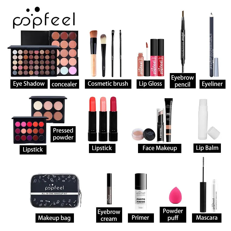 POPFEEL All In One Makeup Kit for Women Full Kit Set, All in One Makeup Sets Include Eyebrow Eyeliner Eyeshadow - 
