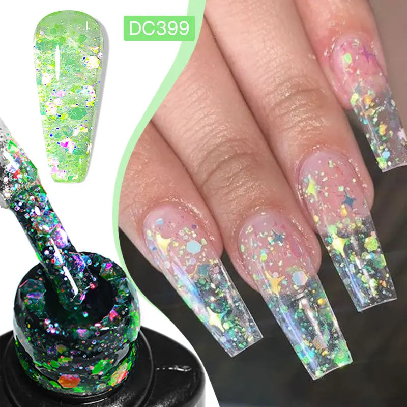 Mtssii 7ml Red Glitter Gel Nail Polish Sequins Shiny Manicure Semi Permanent Base Top Coat Soak Off LED UV Nail Art Gel Varnish Q52448-1