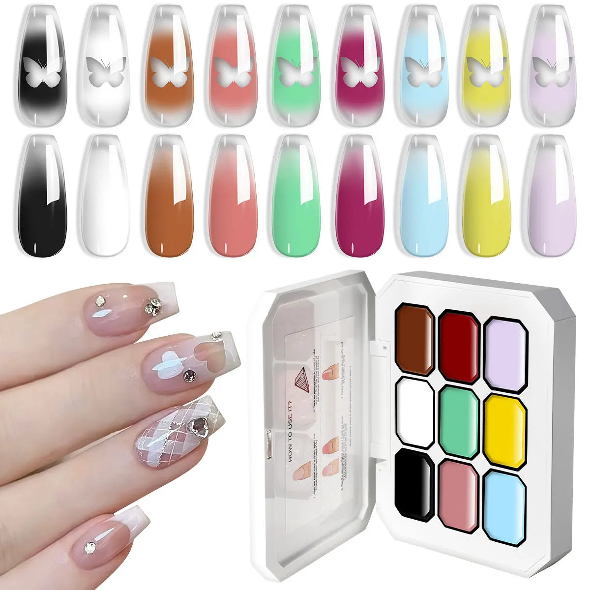 LIMEGIRL 9 Color Gradient Painting Gel Nail Art Gradient Color DIY Design Gel Quick Flower Paint Engraving Gel Nail Polish...
