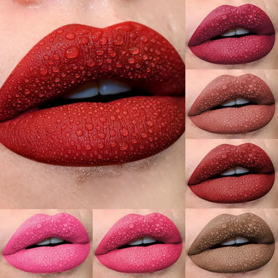 10 pcs/set Nude Lip Gloss Matte Velvet Lipstick - Matte Finish & Long-Lasting，Velvet Lip Gloss Gift Box, Halloween Stage Makeup Aurora Glow Avenue