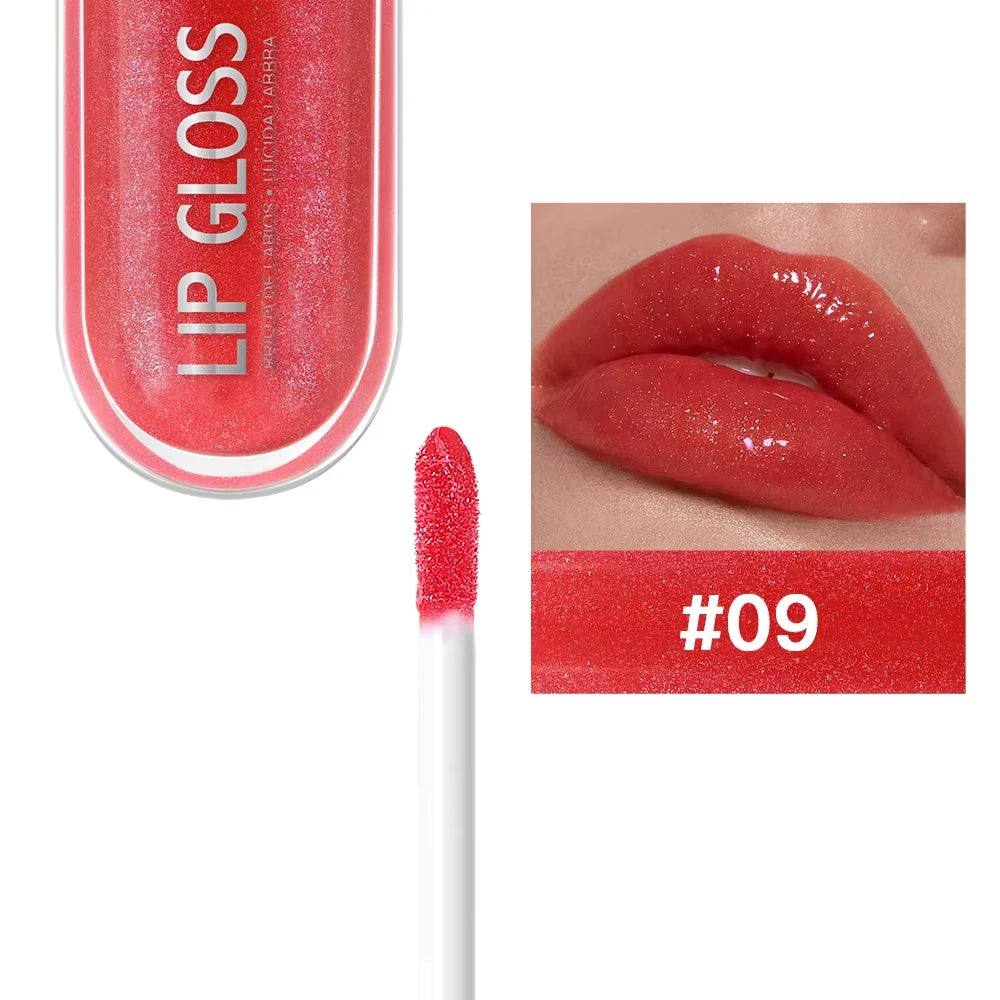 USHAS 12 colors mirror fine flash liquid lipstick pearlescent color waterproof sweatproof non-stick cup lip gloss 24314-09 - 