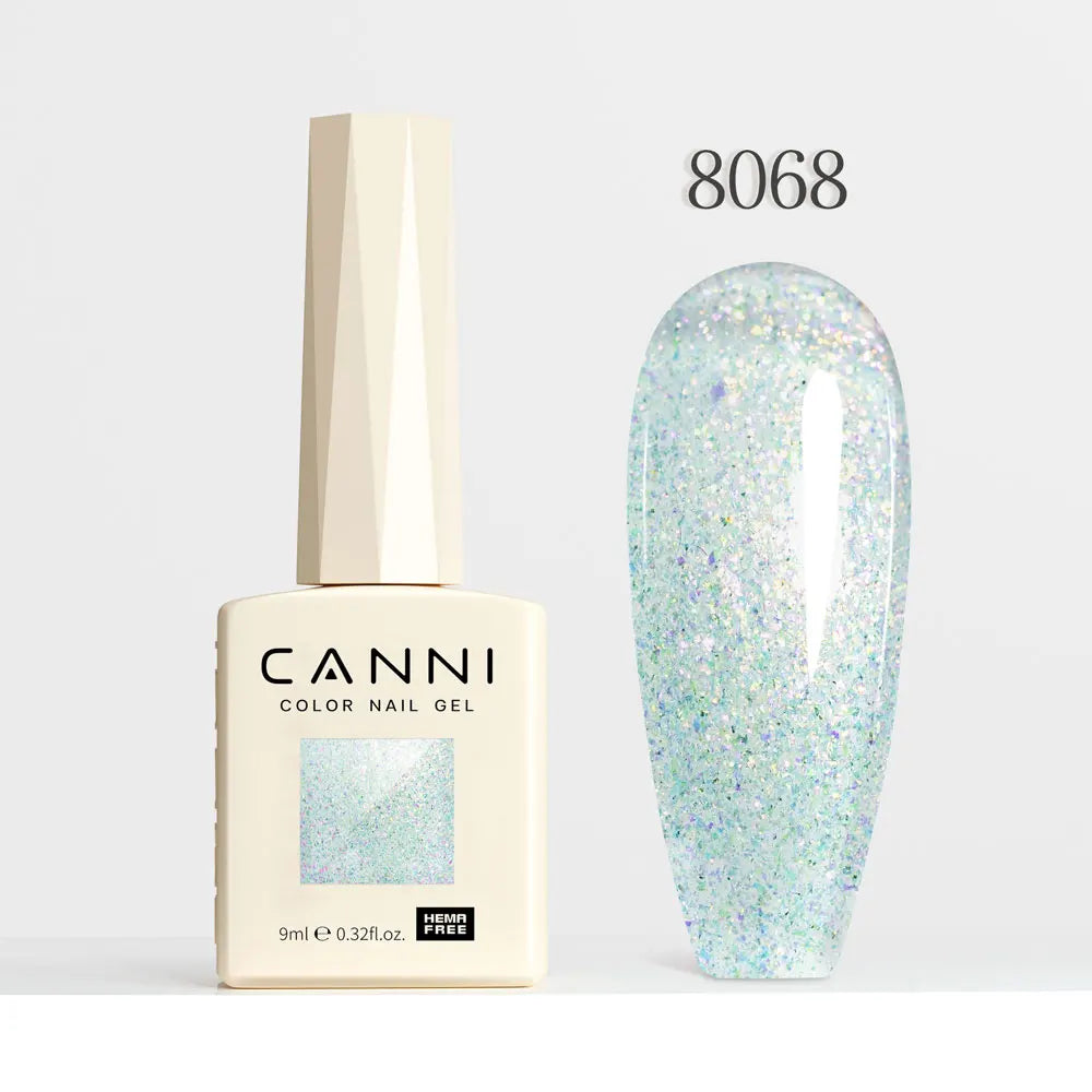 #8013 CANNI Nail Gel Polish Hema Free Super Glossy Glitter Cat Eye Gel Diamond Top Coat Semi Permanent Soak Off UV LED Varnish Aurora Glow Avenue