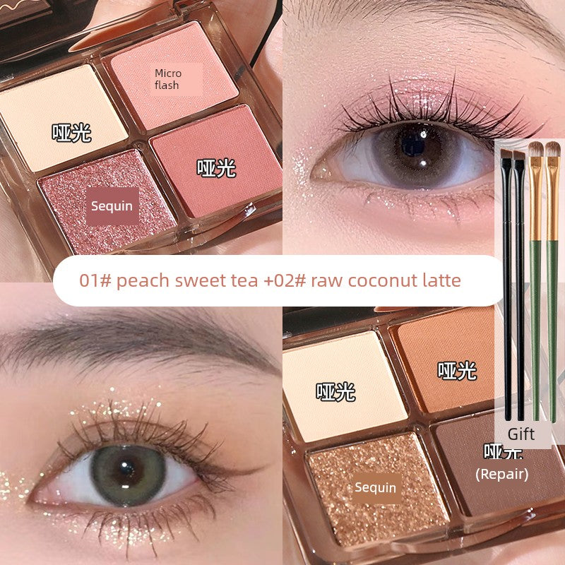 Li Jiaqi Wake up in a Daydream Four Color Eyeshadow Palette Pink Brown Earth Color Smoky Plate Daily Light Makeup for Begi...