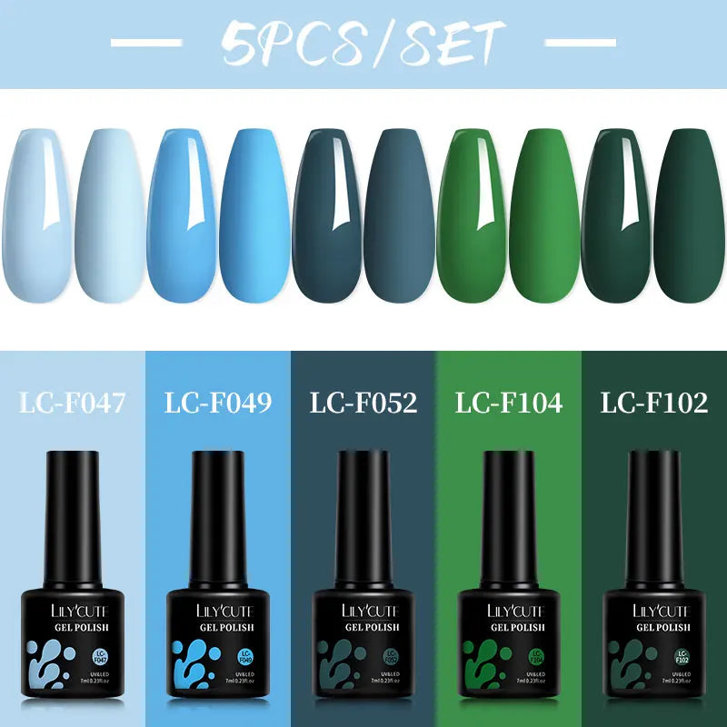 LILYCUTE 5Pcs/Set 7ML Red Brown Nail Gel DIY Nail Art Semi Permanent UV Gel Polish Long Lasting Design Manicure Kit Suppli...