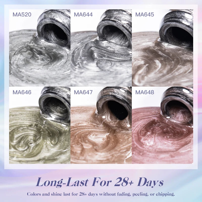 MEET ACROSS 7ml Porcelain White Cat Eye Gel Polish Holographic Glitter Magnetic Galactic Effect Gel Nail Polish Soak Off U...