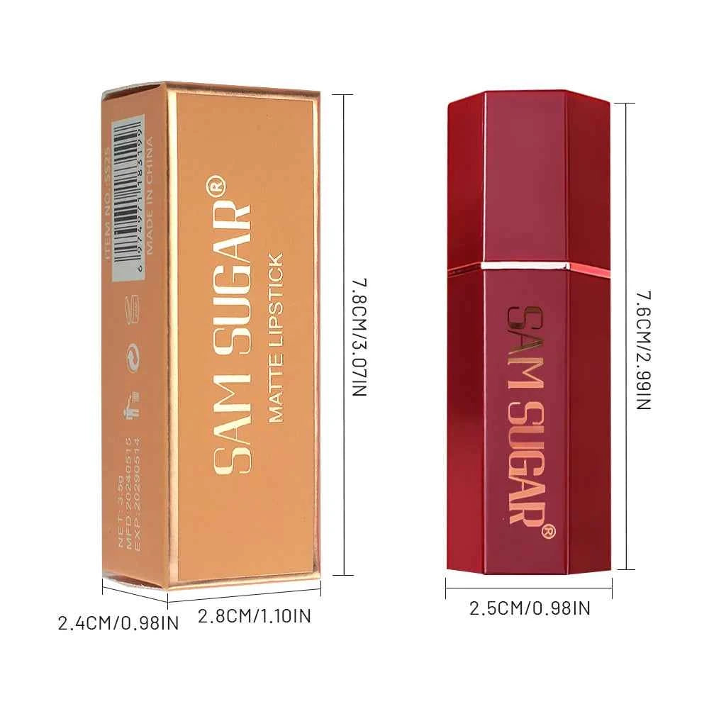 SAM SUGAR 6-Color Matte Lipstick , Non-Stick Cup Long-Lasting Velvet Finish, Smooth Matte Lip Color Waterproof Smudge-proof