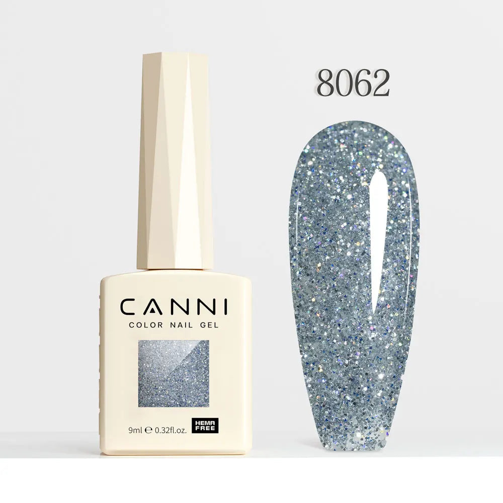 #8013 CANNI Nail Gel Polish Hema Free Super Glossy Glitter Cat Eye Gel Diamond Top Coat Semi Permanent Soak Off UV LED Varnish Aurora Glow Avenue
