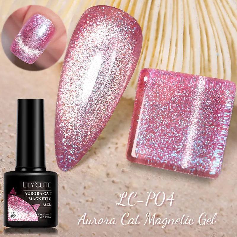 LILYCUTE 7ml Shiny Glitter Nail Gel Polish Pearl Shell Sparkling White UV LED Varnishes Soak Off Gel Manicure Decoration L...