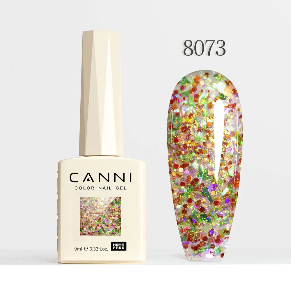 #8013 CANNI Nail Gel Polish Hema Free Super Glossy Glitter Cat Eye Gel Diamond Top Coat Semi Permanent Soak Off UV LED Varnish Aurora Glow Avenue