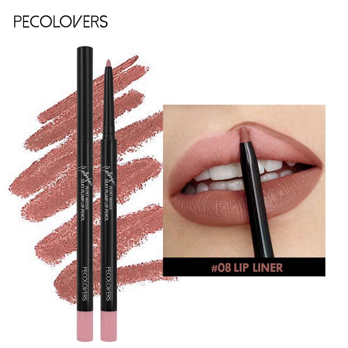 Waterproof Matte Lipliner Pencil Red Contour Tint Lipstick Long Lasting Non-stick Cup Moisturising Lips Makeup 12 Colors 08
