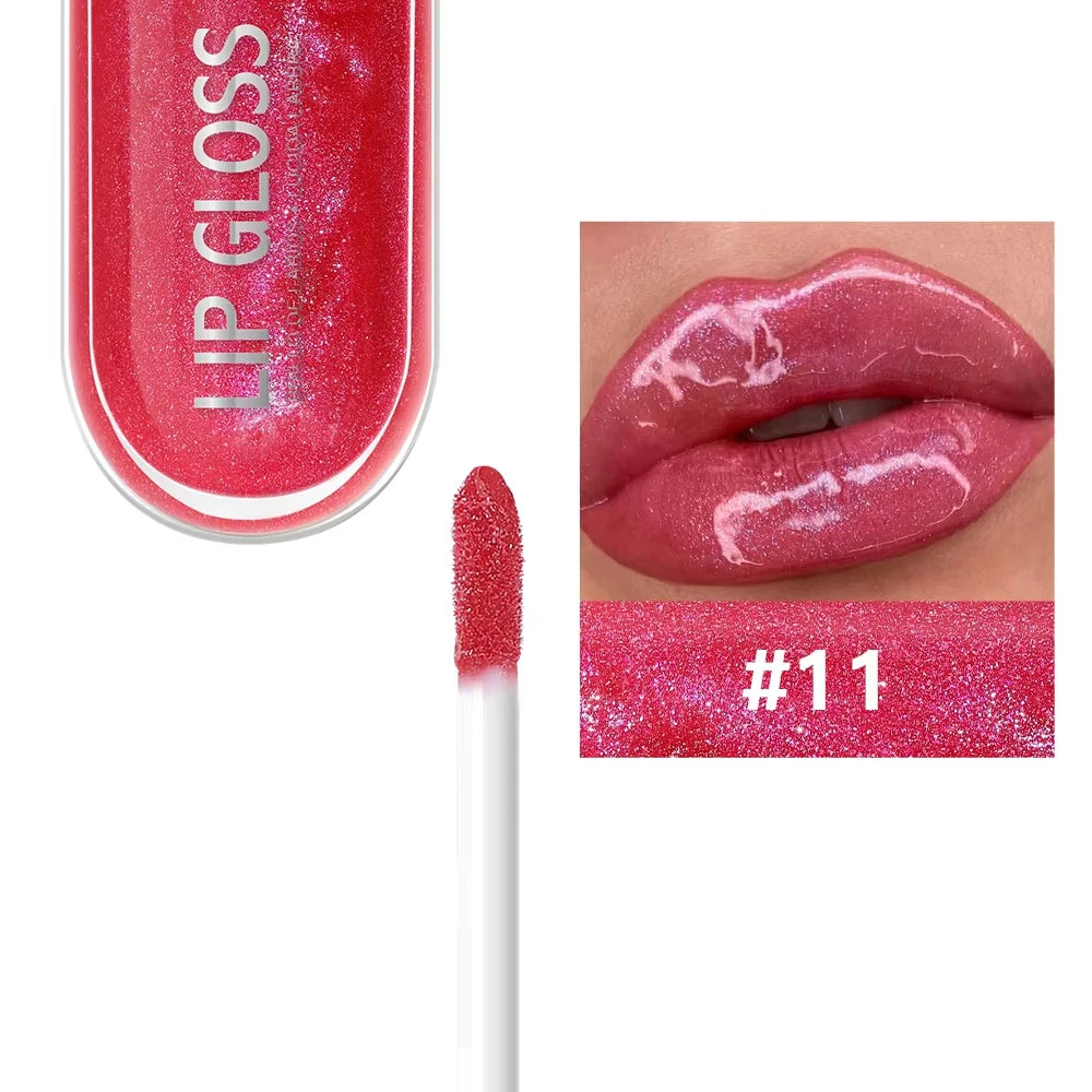 USHAS 12 colors mirror fine flash liquid lipstick pearlescent color waterproof sweatproof non-stick cup lip gloss 24314-11 - 