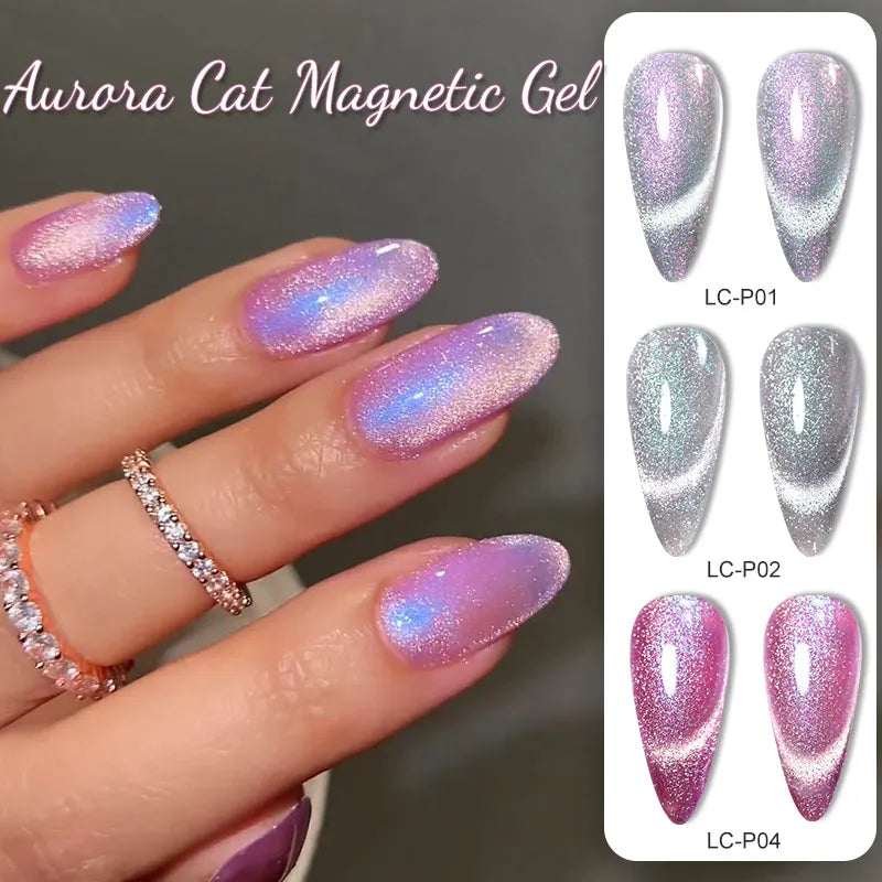 LILYCUTE 7ml Aurora Cat Magnetic Gel Nail Polish Reflective Magnet Gel Varnishes Semi Permanent UV Gel For Nail Art Manicu...
