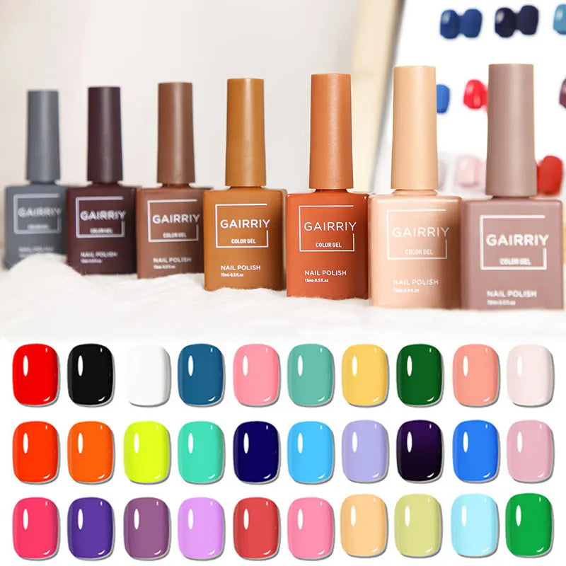 Gairriy 15ml Gel Nail Polish 6 Colors/Set Glitter Soak Off UV LED Semi-Permanent Varnish Art Salon 120 Colours Nail Access...