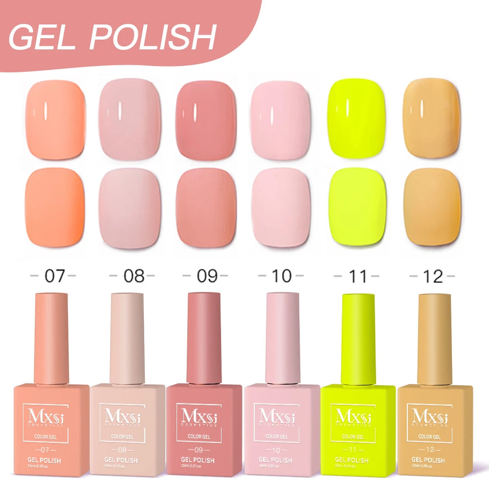 Mxsi 60 Colors Nail Gel Polish 15ml Vernis Semi Permanent Nail Art Manicure Soak Off DIY LED UV Gel Nails Polish Nail Supplies 6PCS MXSI 60-7-12