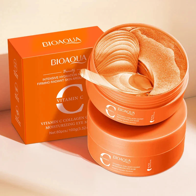 80pcs BIOAQUA Vitamin C Crystal Collagen Eye Mask Anti Dark Circles Whitening Anti-Wrinkles Moisturizing Anti-Aging Eye Patches Aurora Glow Avenue