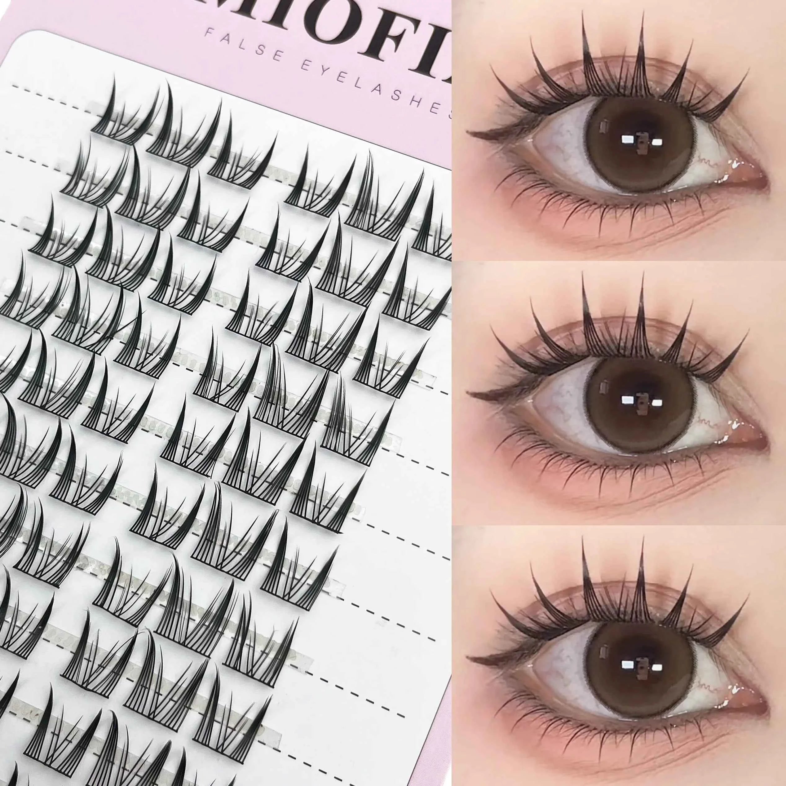 1/box 120 bundles Mink False Eyelash Natural Fishtail Lash 3D Russian Individual Eyelash Extension Cluster Makeup Tool Wholesale XDT