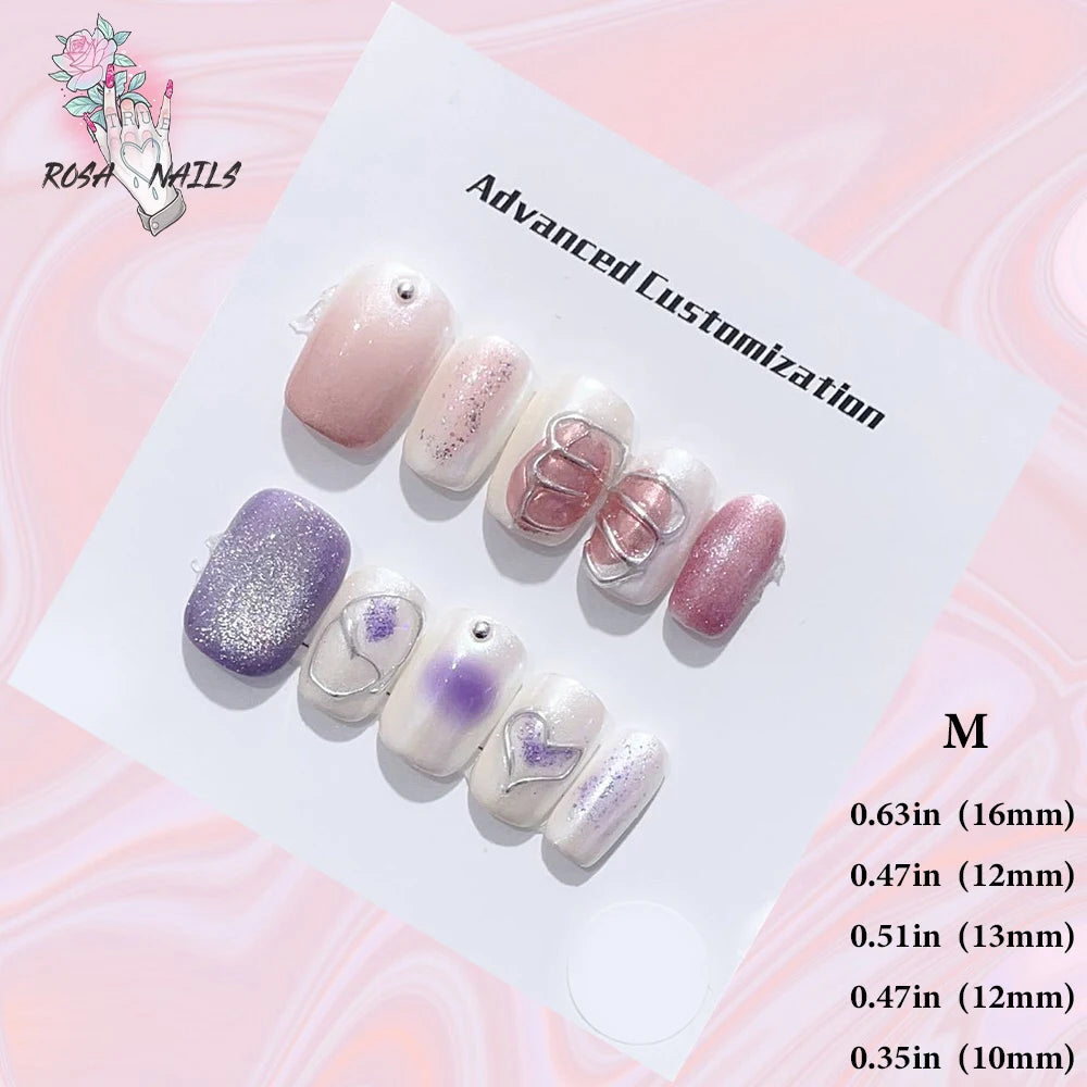 Silver Star Fake Nail Pressons Short Square Clear Rhinestones Punk Tip Saturn Stars False Tips Presson Y2k Black Press on Nails M (No.24436)