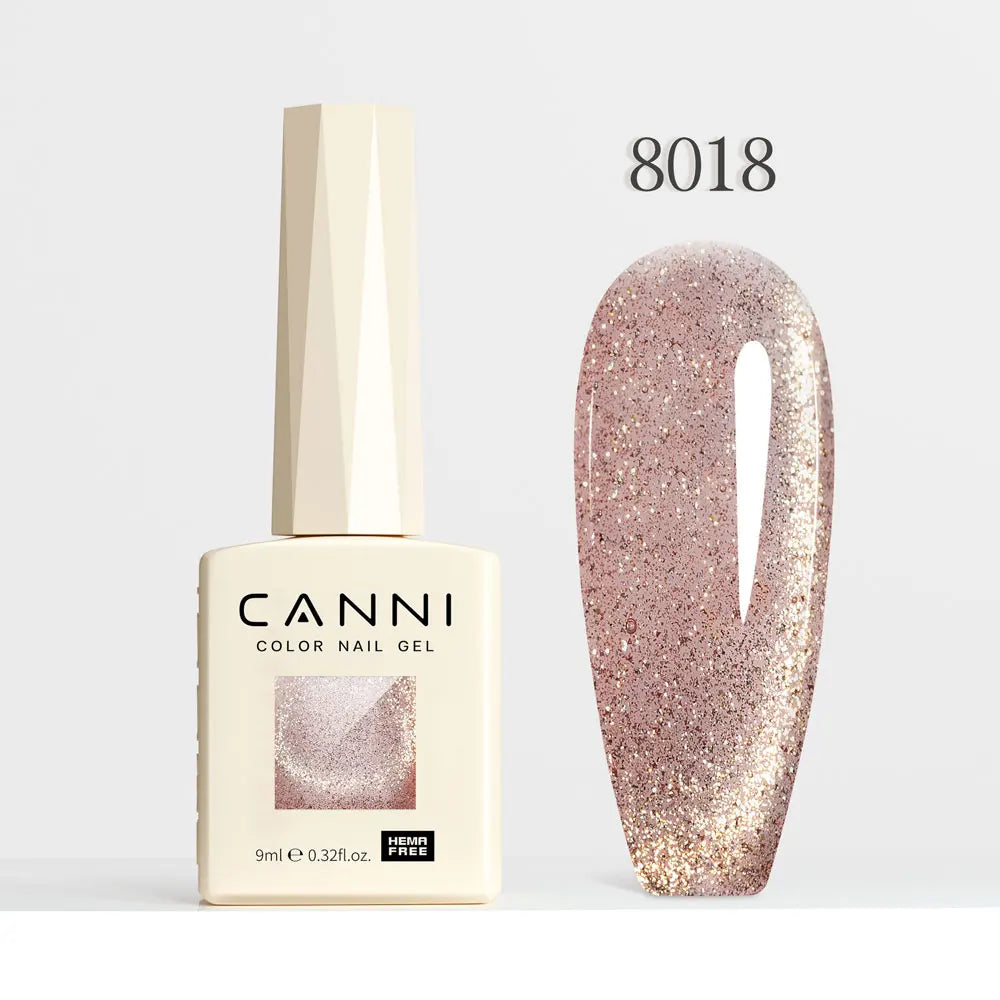 #8013 CANNI Nail Gel Polish Hema Free Super Glossy Glitter Cat Eye Gel Diamond Top Coat Semi Permanent Soak Off UV LED Varnish Aurora Glow Avenue