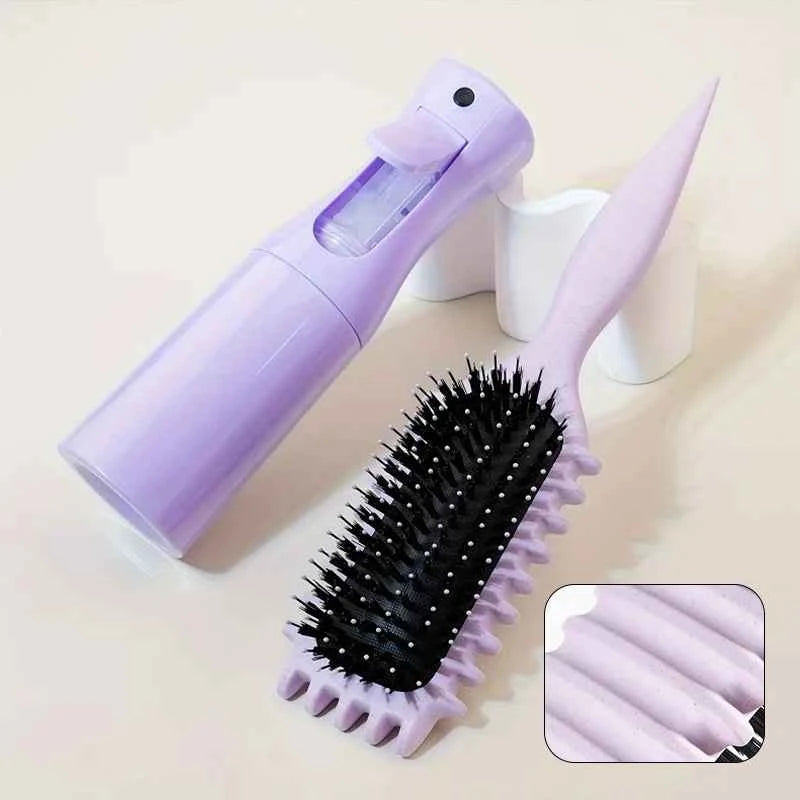 1/2pcs Hair Beauty Set Detangling Candy Brush with Continuous Spray Bottle Soft Curly Hair Care Brush Kit Salon Styling Tools 2pcs Purple Set