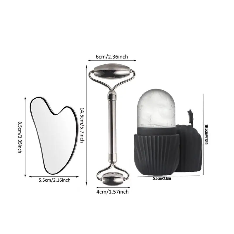 1/2/3pcs Ice Face Roller Facial Skincare Ice Roller Set,Facial Roller GuaSha FaceTool Set,Face Massage Roller Lifting Contouring