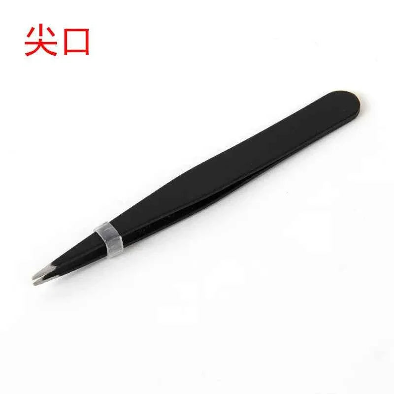 1-4pcs stainless steel eyebrow tweezers, facial hair removal tweezers, makeup eyelashes eye brow clips makeup tool set Black -4