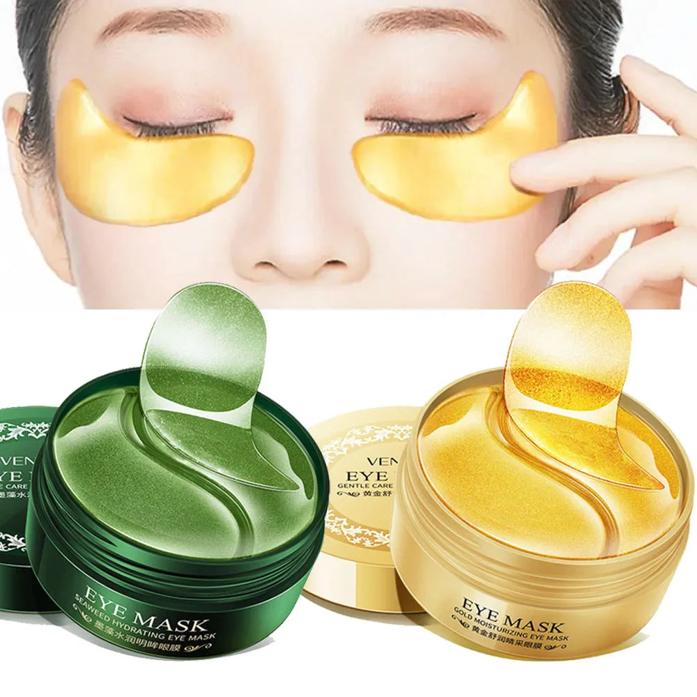 120pcs/2box Seaweed 24K Golden Collagen Eye Mask Anti Dark Circles Eye Bag Remover Moisturizing Anti-aging Eye Patches Skin Care Aurora Glow Avenue