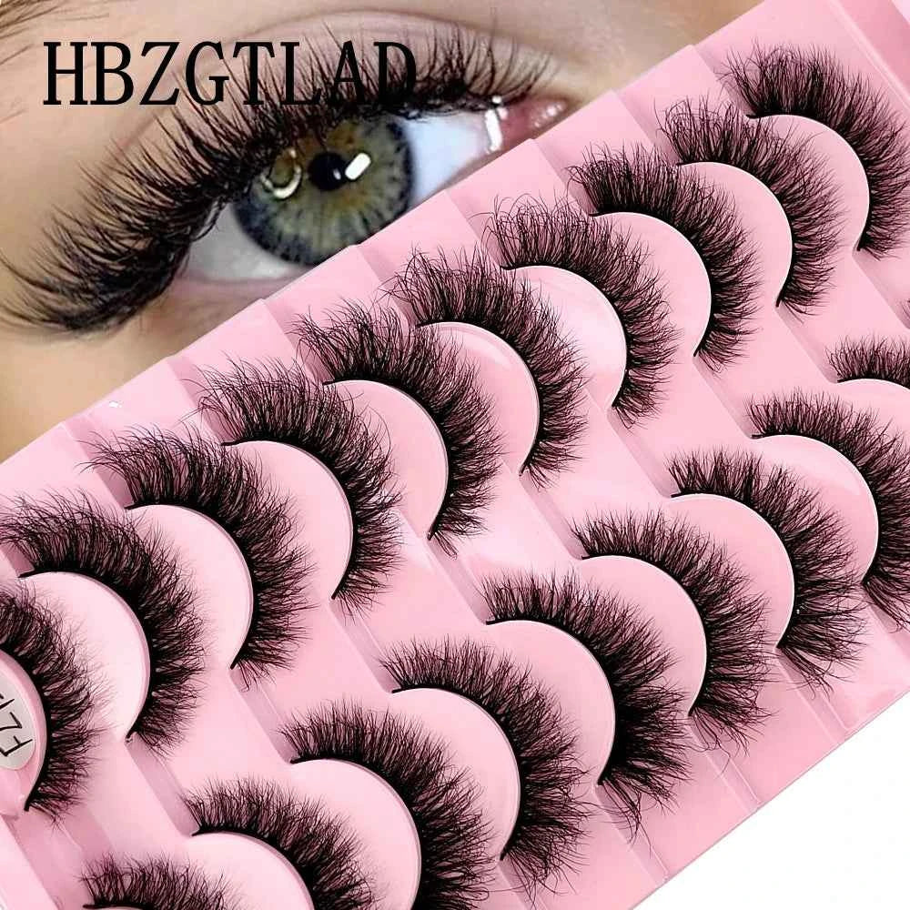 10 Pairs Faux Mink Eyelashes Handmade False Eyelashes Natural Nude Makeup Simulation Cross Messy Eye 3D Curly Eyelashes - 