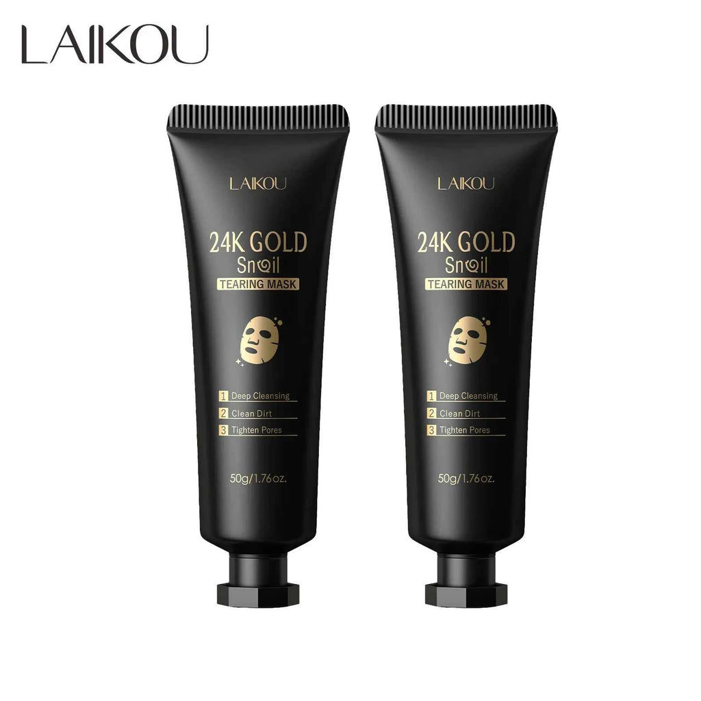 1/2/3pcs LAIKOU 24K Gold Snail Collagen Peel Off Tearing Face Mask Deep Cleansing Remove Blackhead Face Care Tear Off Mask 2pcs