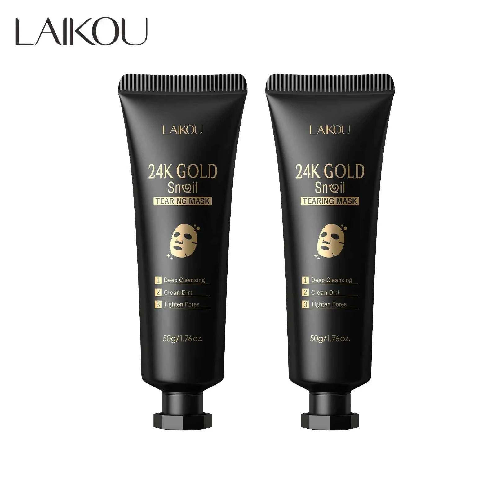 1/2/3pcs LAIKOU 24K Gold Snail Collagen Peel Off Tearing Face Mask Deep Cleansing Remove Blackhead Face Care Tear Off Mask...