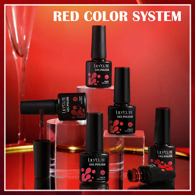 LILYCUTE Ancora Red Color Gel Nail Polish 152 Colors Fall Winter Trendy Long-Lasting French Style For Manicure Nail Art UV...