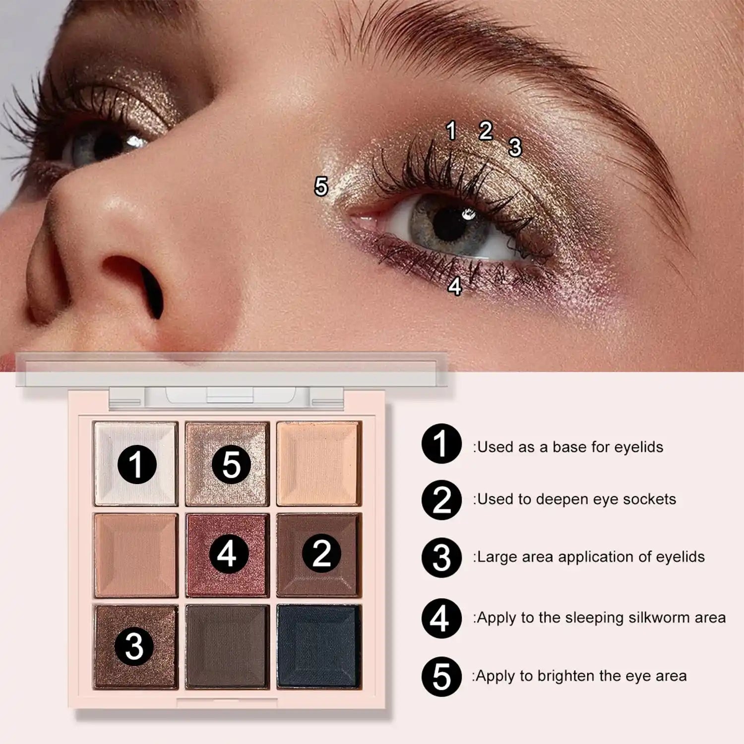 JUJU DREAM 9-Color Eyeshadow Palette, Matte & Shimmer Finish, Soft Milk Tea Tones, Compact & Easy for Daily Student Makeup...
