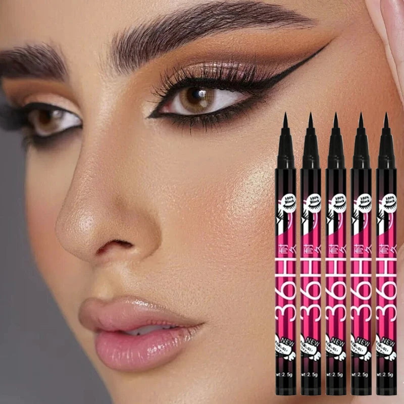 1/2/5pcs Smooth Liquid Eyeliner Pen Long-lasting Waterproof Non-smudged Black Eyeliner Pencils High Pigmented Punk Eye Makeup Aurora Glow Avenue