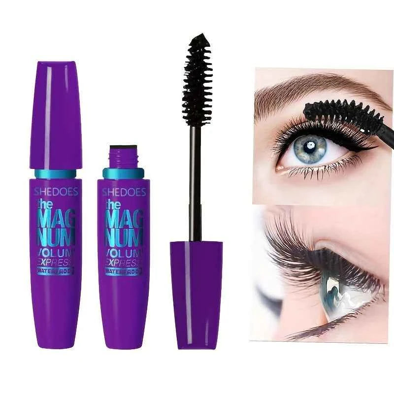 4D Black Mascara Thickening, Lengthening, Curling, Waterproof Liquid Fiber Mascara 8828-purple