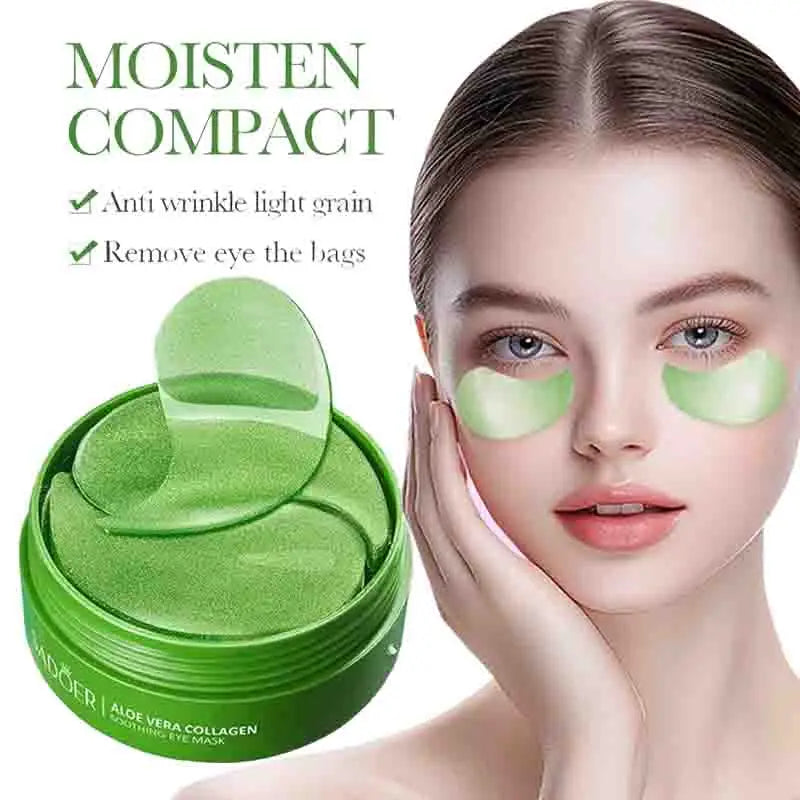 60pcs Aloe Vera Collagen Eye Mask Anti Dark Circles Removal Eyes Bags Moisturizing Firming Eye Patches Eyes Skin Care Prod...