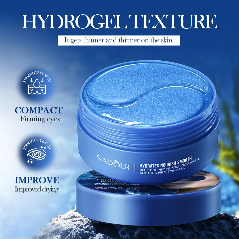 60pcs SADOER Caffeine Crystal Collagen Eye Mask Anti Dark Circles Ant -Aging Anti Wrinkles Moisturizing Eye Patches Skin Care Aurora Glow Avenue