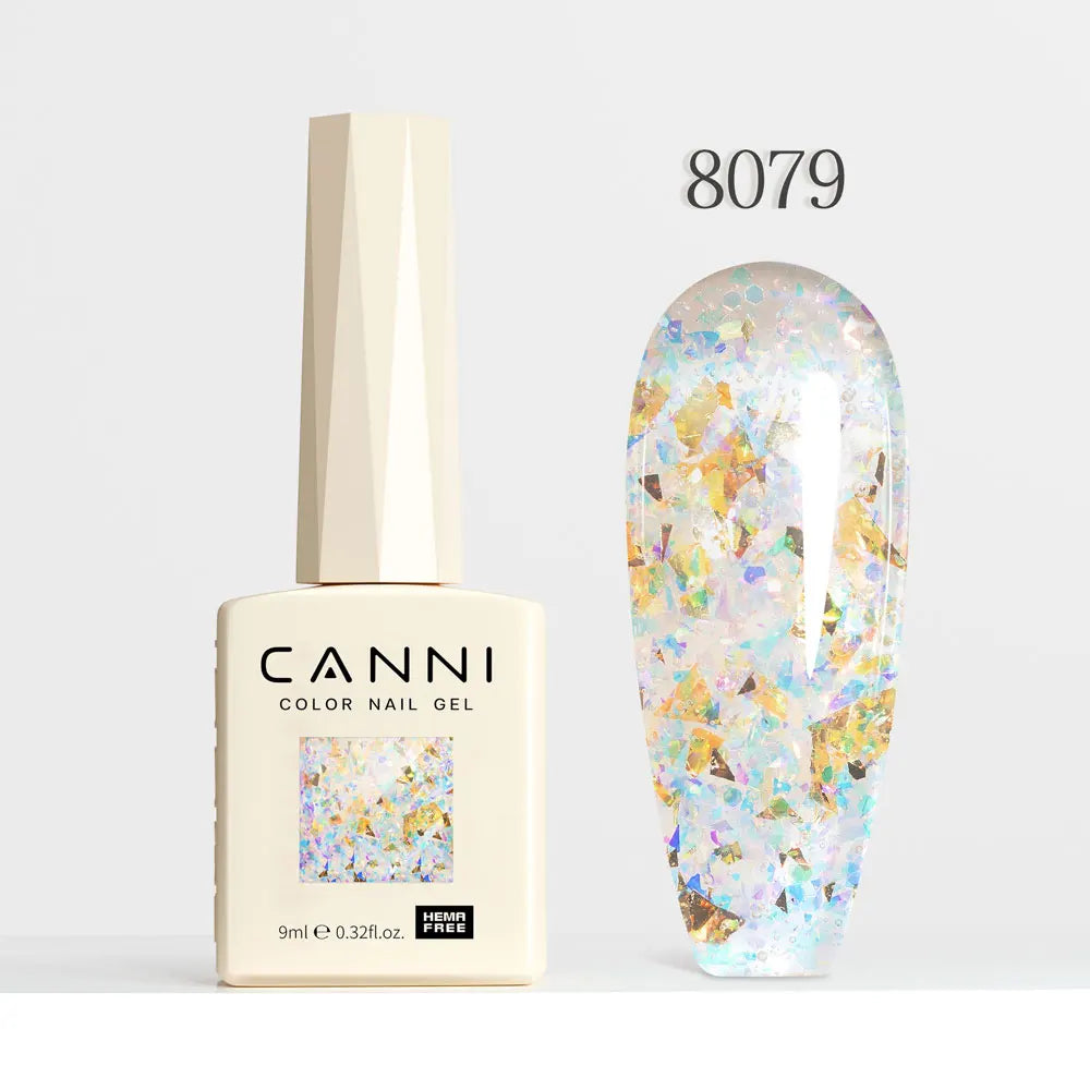 #8013 CANNI Nail Gel Polish Hema Free Super Glossy Glitter Cat Eye Gel Diamond Top Coat Semi Permanent Soak Off UV LED Varnish Aurora Glow Avenue
