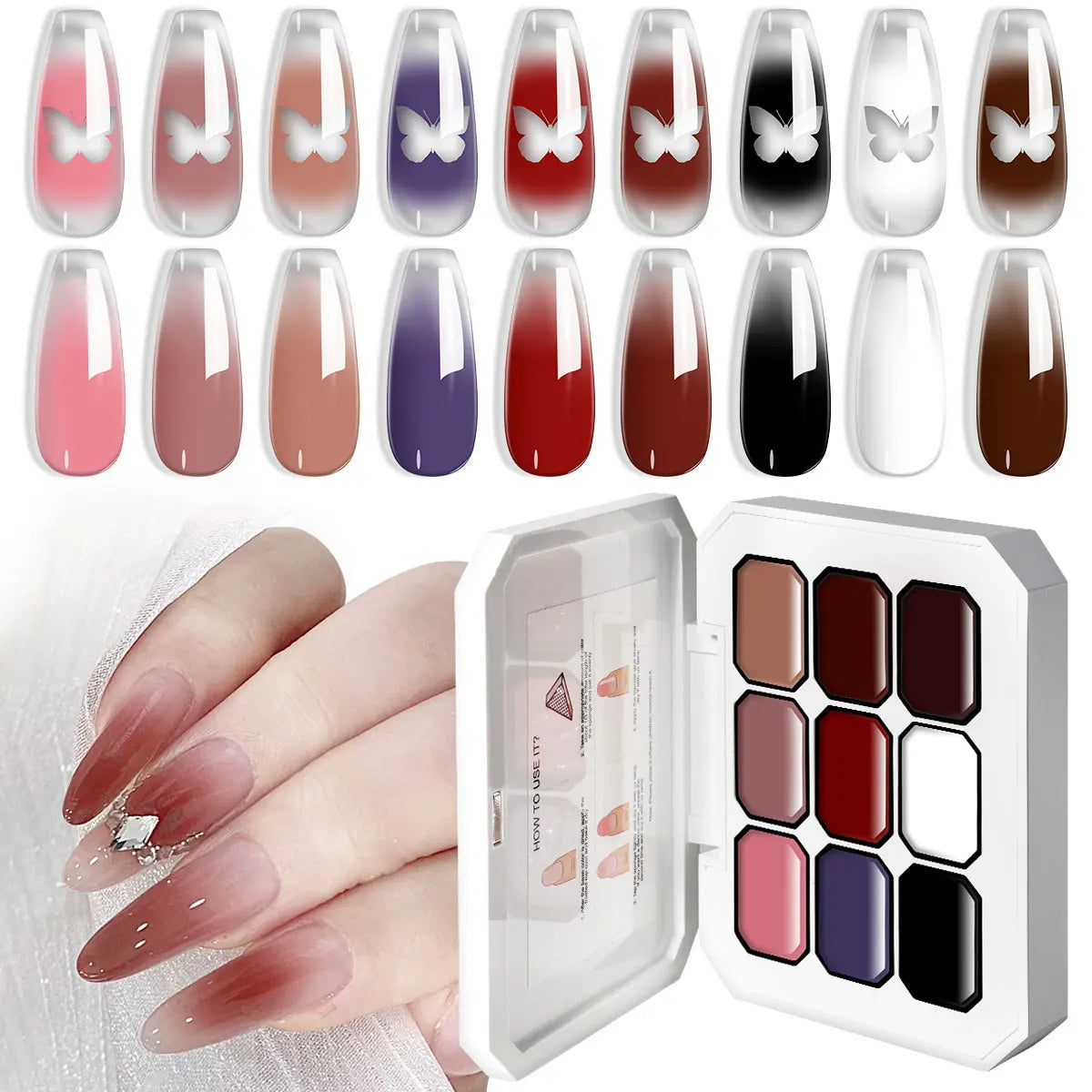LIMEGIRL 9 Color Gradient Painting Gel Nail Art Gradient Color DIY Design Gel Quick Flower Paint Engraving Gel Nail Polish...