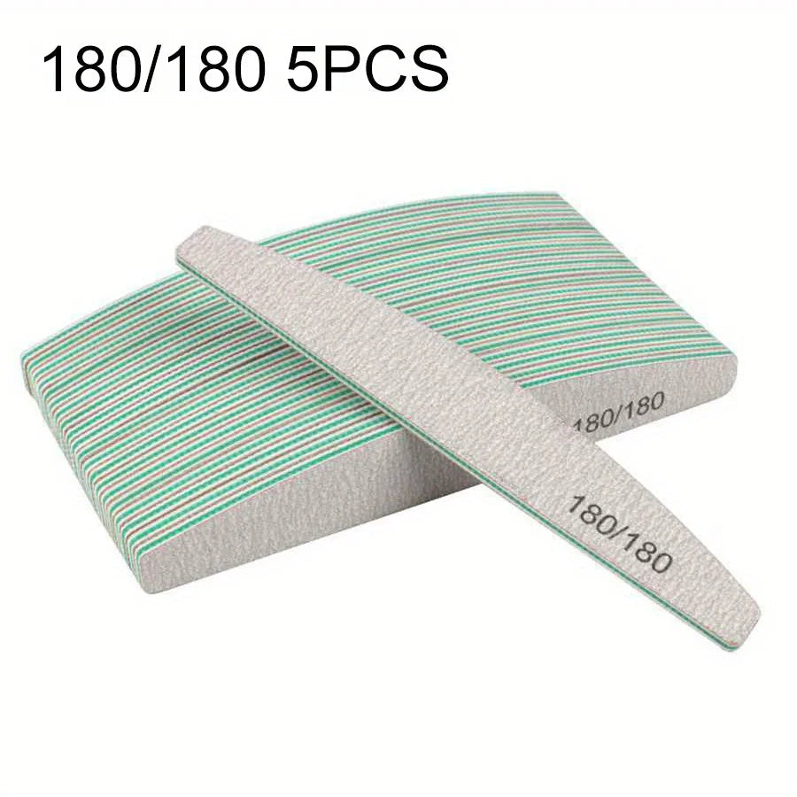 1/3/5/10Pcs Professional Nail File 80/100/150/180/240 Sandpaper Strong Thick Sanding Half Moon Lime nail accessories and Tools.