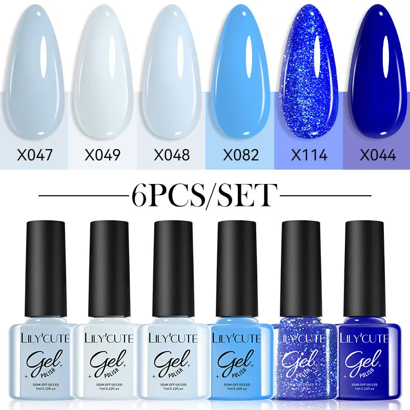LILYCUTE 6Pcs/set 7ml Coffee Series Gel Nail Polish Kit 125 Colors Manicure Semi Permanent Soak Off UV Nail Art Gel Varnis...