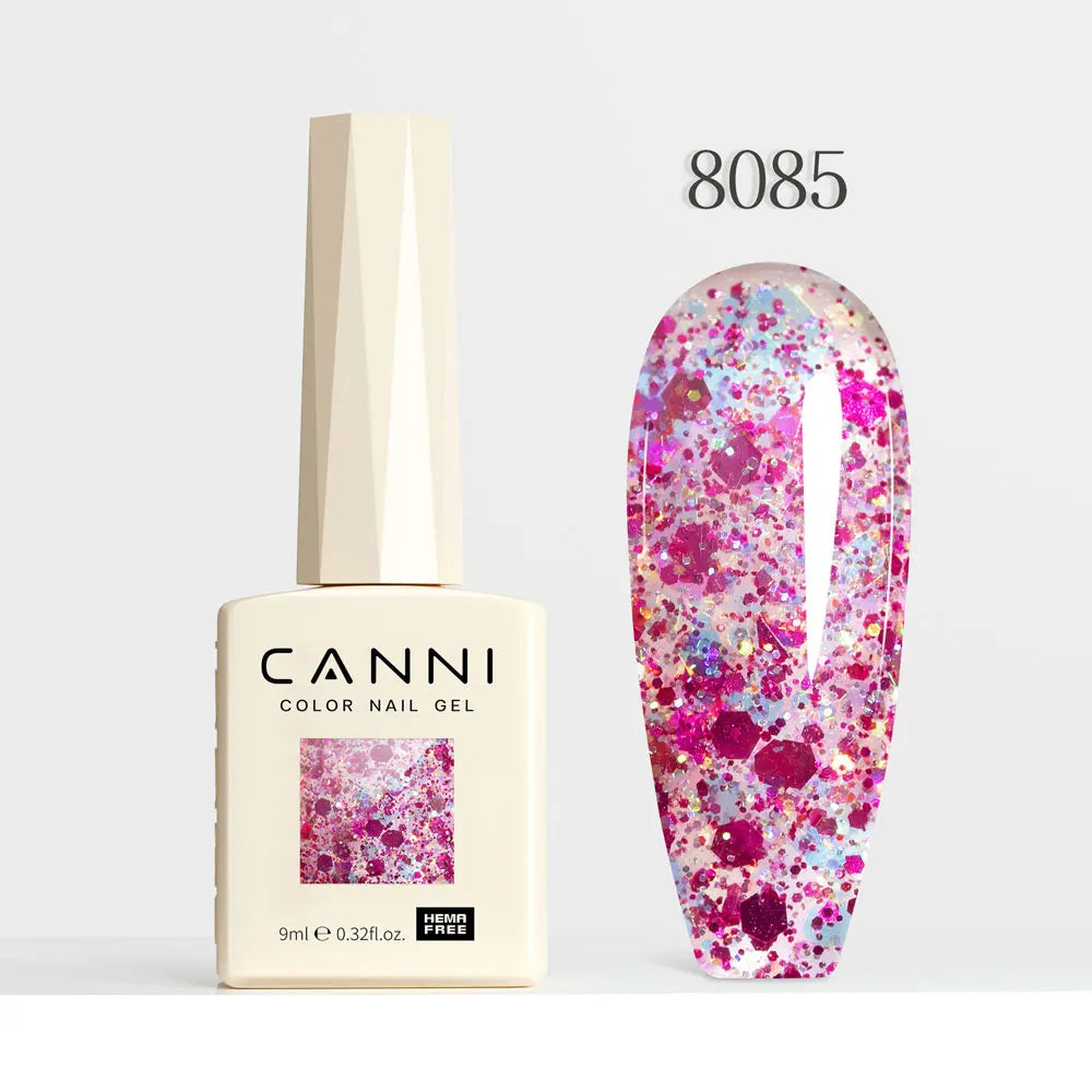 #8013 CANNI Nail Gel Polish Hema Free Super Glossy Glitter Cat Eye Gel Diamond Top Coat Semi Permanent Soak Off UV LED Varnish Aurora Glow Avenue