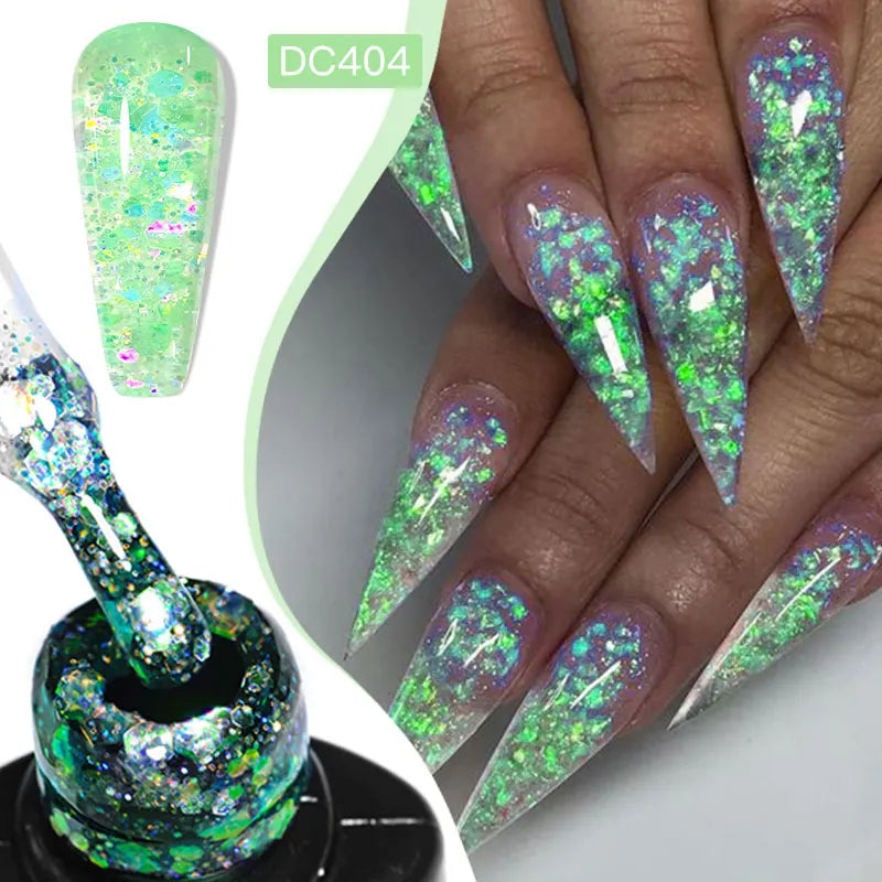 Mtssii 7ml Red Glitter Gel Nail Polish Sequins Shiny Manicure Semi Permanent Base Top Coat Soak Off LED UV Nail Art Gel Varnish Q52448-6